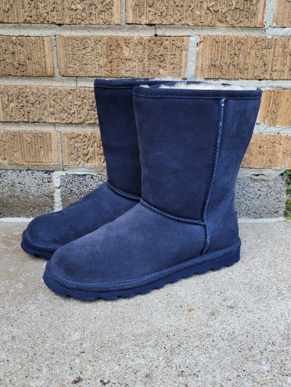 Bearpaw Blue Suede Sheepskin Elle Short Boots Womens 9